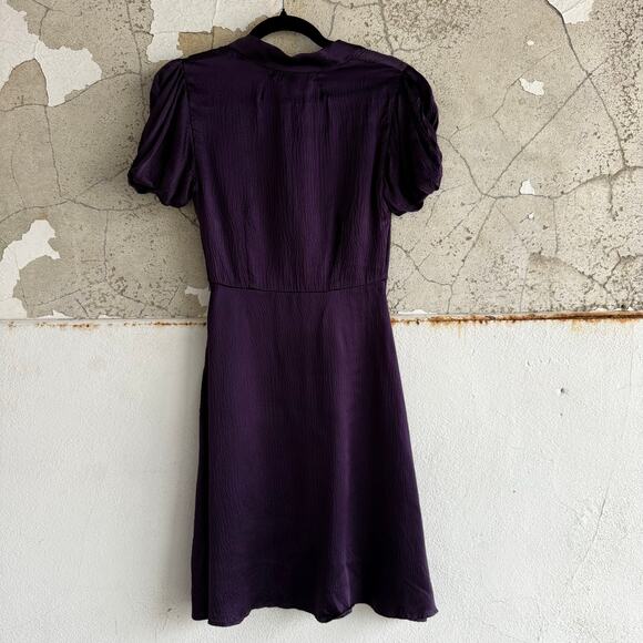 BCBGMAXAZRIA Dress 100% Silk Mini Deep Purple Short Sleeve Women XS Quiet Luxury - Picture 6 of 10